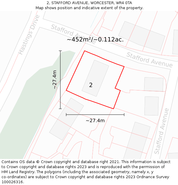 2, STAFFORD AVENUE, WORCESTER, WR4 0TA: Plot and title map