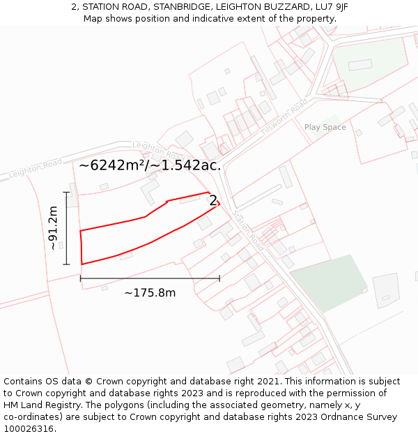 2, STATION ROAD, STANBRIDGE, LEIGHTON BUZZARD, LU7 9JF: Plot and title map