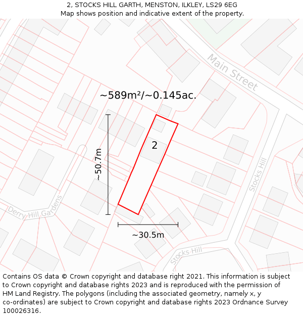 2, STOCKS HILL GARTH, MENSTON, ILKLEY, LS29 6EG: Plot and title map