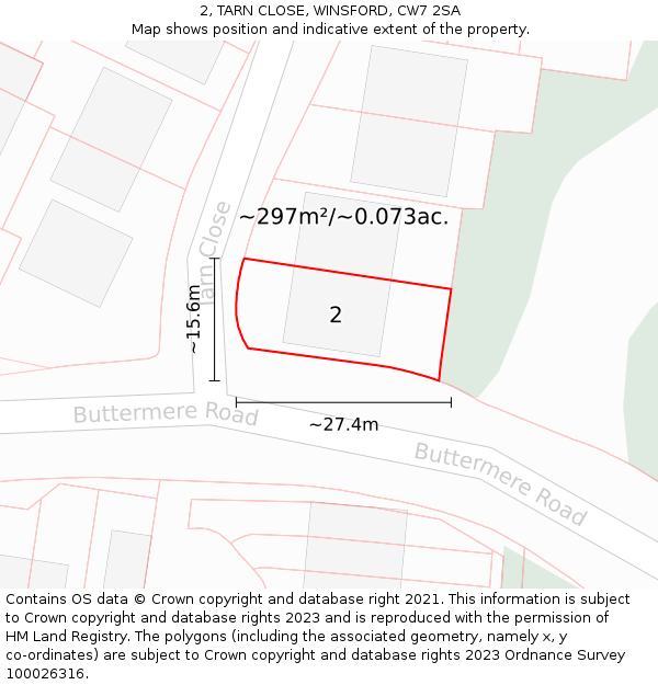 2, TARN CLOSE, WINSFORD, CW7 2SA: Plot and title map