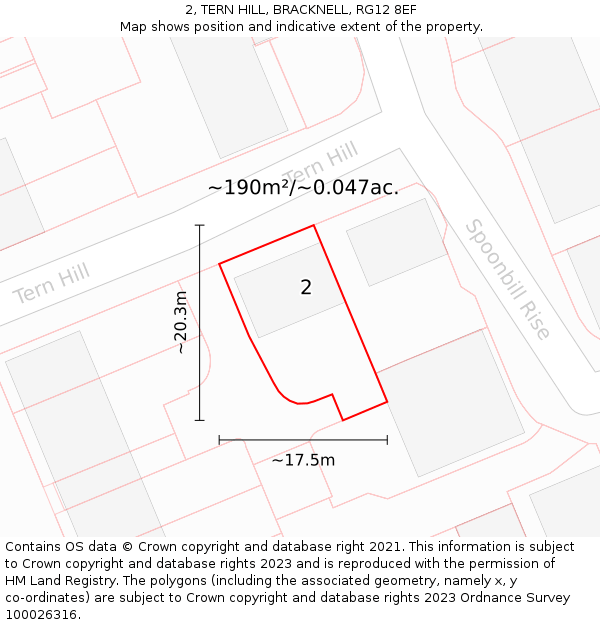 2, TERN HILL, BRACKNELL, RG12 8EF: Plot and title map