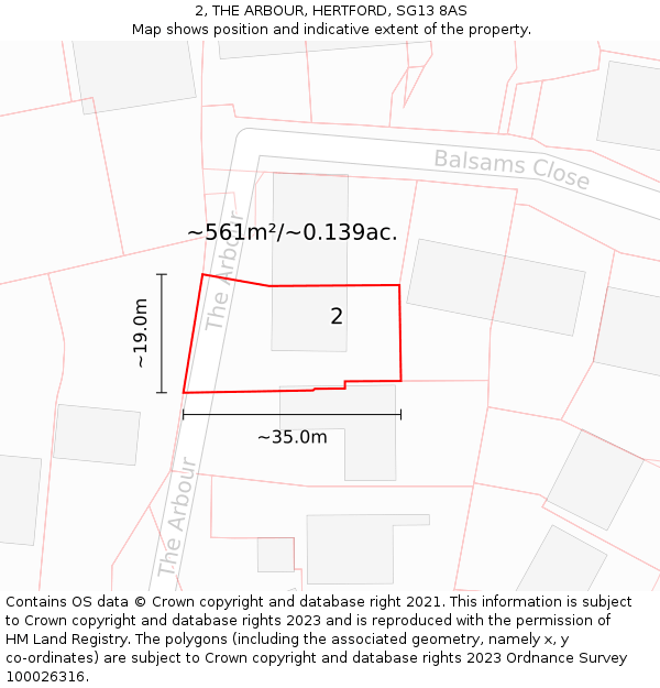 2, THE ARBOUR, HERTFORD, SG13 8AS: Plot and title map