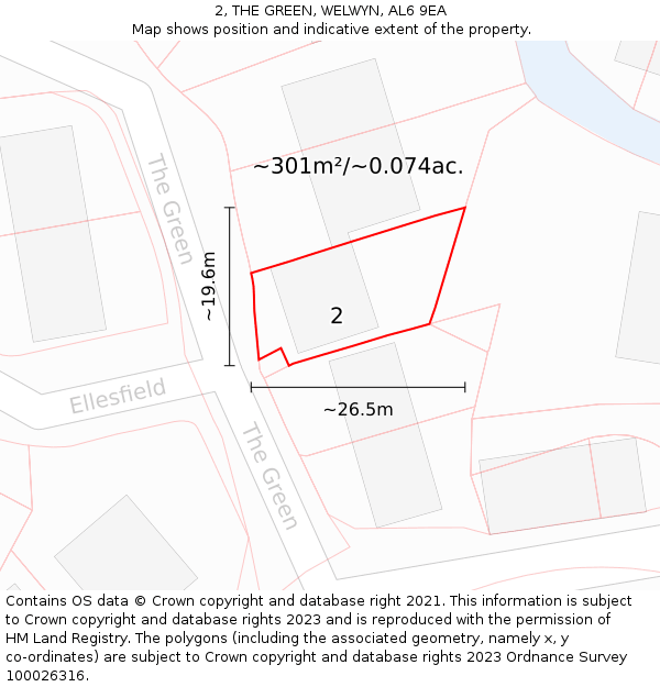 2, THE GREEN, WELWYN, AL6 9EA: Plot and title map