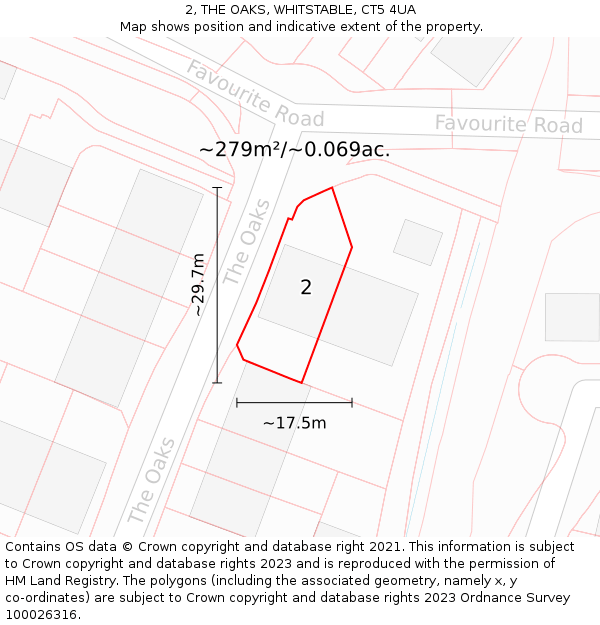 2, THE OAKS, WHITSTABLE, CT5 4UA: Plot and title map