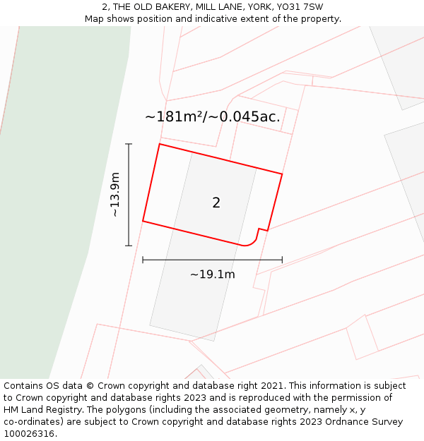 2, THE OLD BAKERY, MILL LANE, YORK, YO31 7SW: Plot and title map