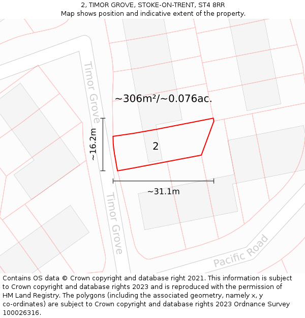 2, TIMOR GROVE, STOKE-ON-TRENT, ST4 8RR: Plot and title map