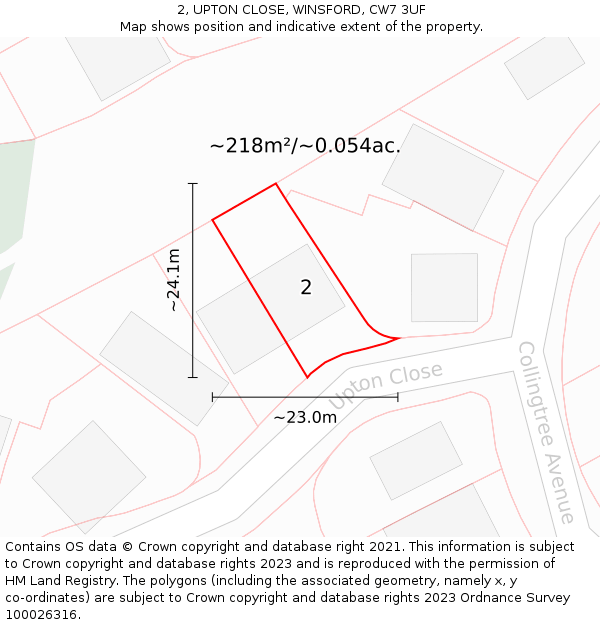 2, UPTON CLOSE, WINSFORD, CW7 3UF: Plot and title map