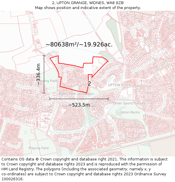 2, UPTON GRANGE, WIDNES, WA8 9ZB: Plot and title map