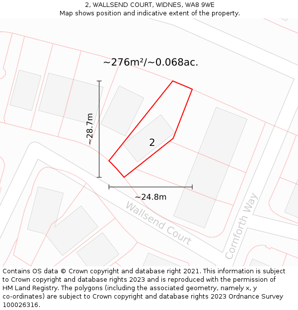 2, WALLSEND COURT, WIDNES, WA8 9WE: Plot and title map