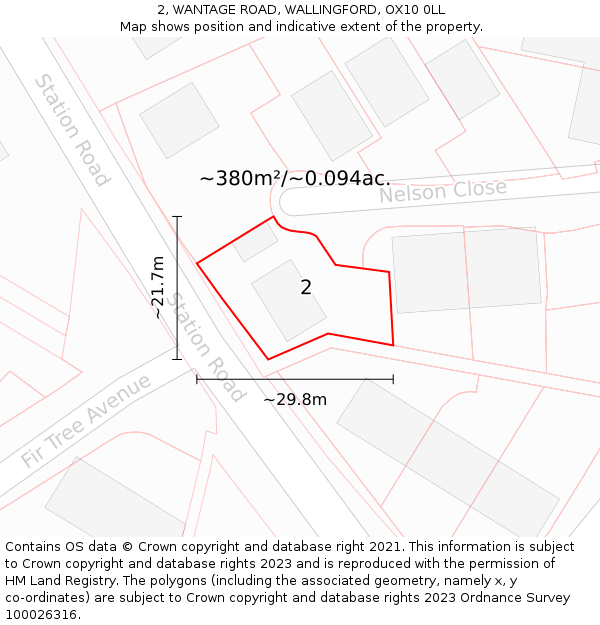 2, WANTAGE ROAD, WALLINGFORD, OX10 0LL: Plot and title map