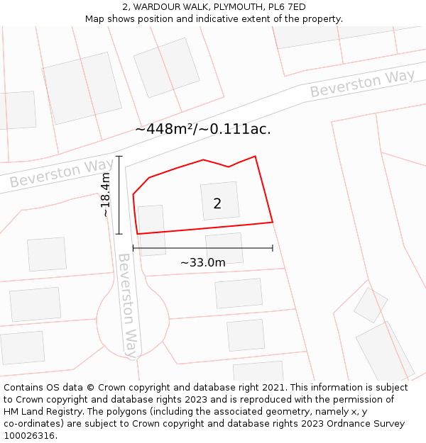 2, WARDOUR WALK, PLYMOUTH, PL6 7ED: Plot and title map