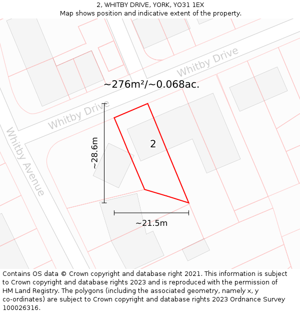 2, WHITBY DRIVE, YORK, YO31 1EX: Plot and title map