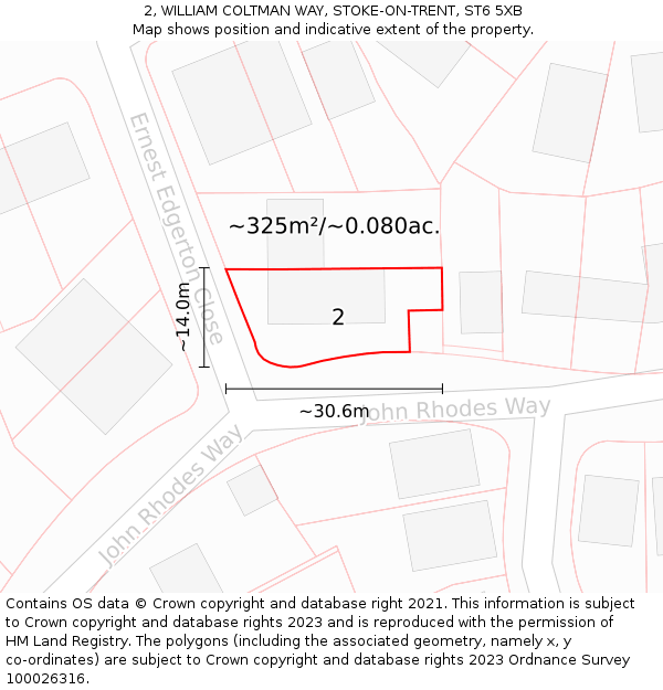 2, WILLIAM COLTMAN WAY, STOKE-ON-TRENT, ST6 5XB: Plot and title map