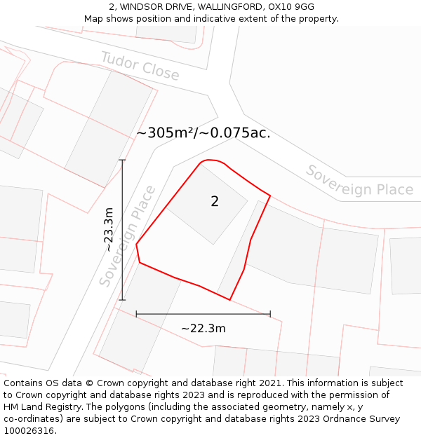 2, WINDSOR DRIVE, WALLINGFORD, OX10 9GG: Plot and title map