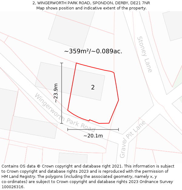 2, WINGERWORTH PARK ROAD, SPONDON, DERBY, DE21 7NR: Plot and title map