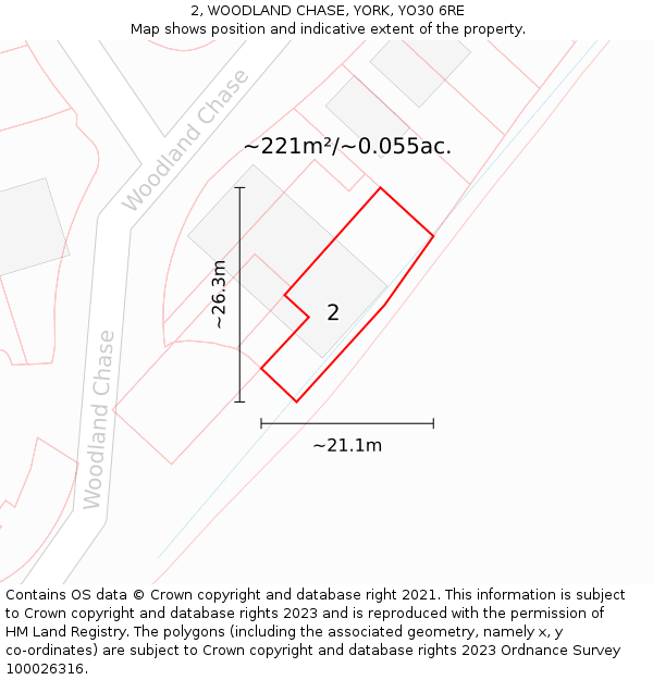2, WOODLAND CHASE, YORK, YO30 6RE: Plot and title map