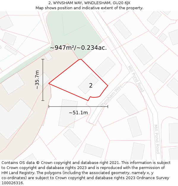 2, WYNSHAM WAY, WINDLESHAM, GU20 6JX: Plot and title map