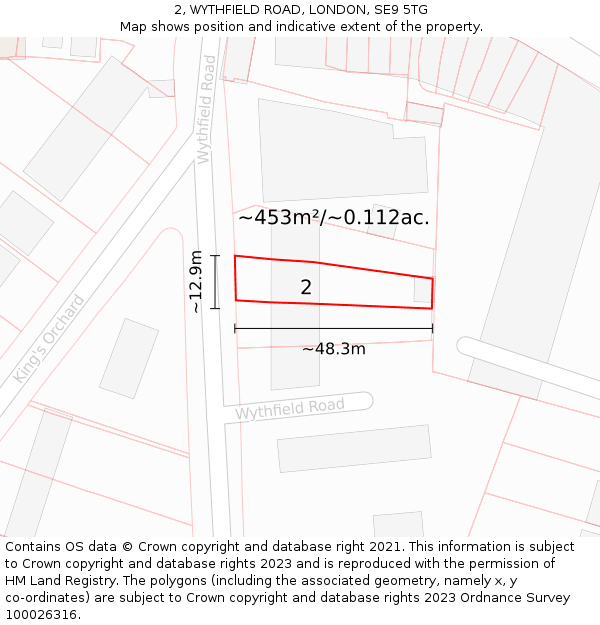 2, WYTHFIELD ROAD, LONDON, SE9 5TG: Plot and title map
