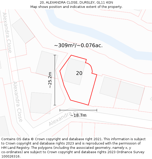 20, ALEXANDRA CLOSE, DURSLEY, GL11 4GN: Plot and title map