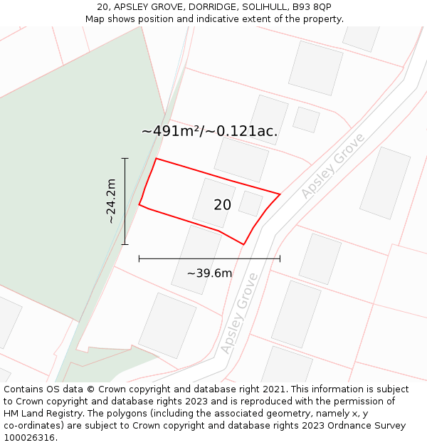 20, APSLEY GROVE, DORRIDGE, SOLIHULL, B93 8QP: Plot and title map