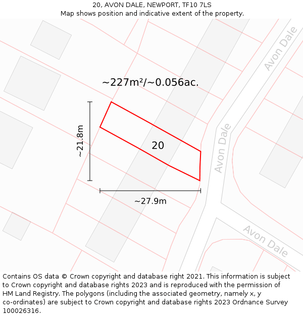 20, AVON DALE, NEWPORT, TF10 7LS: Plot and title map