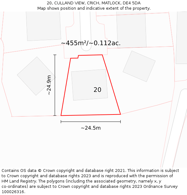 20, CULLAND VIEW, CRICH, MATLOCK, DE4 5DA: Plot and title map