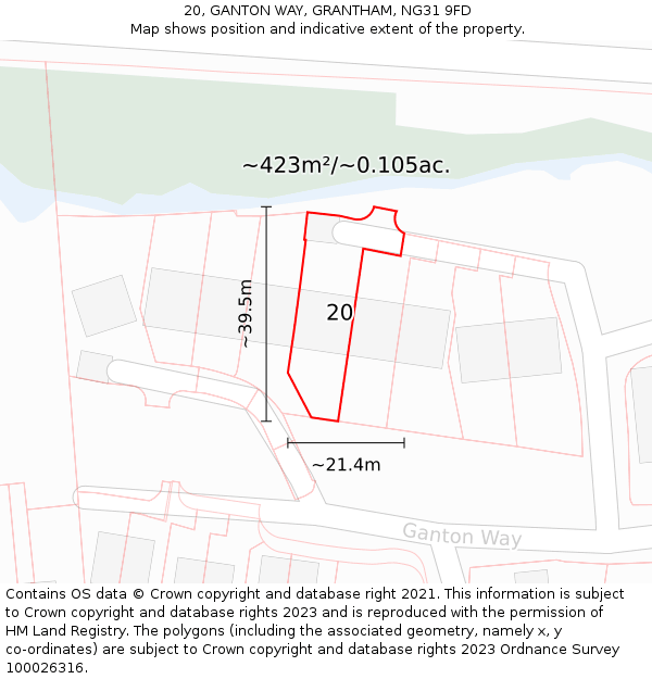 20, GANTON WAY, GRANTHAM, NG31 9FD: Plot and title map