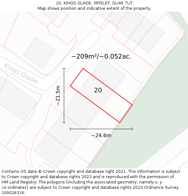 20, KINGS GLADE, YATELEY, GU46 7UT: Plot and title map