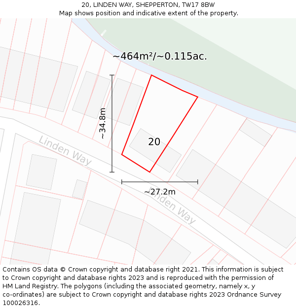 20, LINDEN WAY, SHEPPERTON, TW17 8BW: Plot and title map