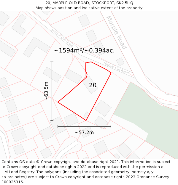 20, MARPLE OLD ROAD, STOCKPORT, SK2 5HQ: Plot and title map