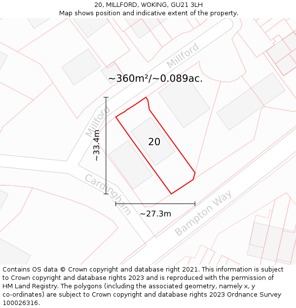 20, MILLFORD, WOKING, GU21 3LH: Plot and title map