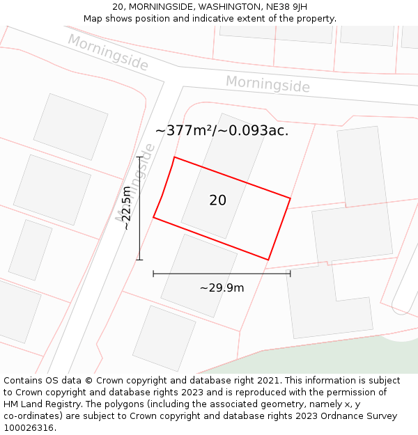 20, MORNINGSIDE, WASHINGTON, NE38 9JH: Plot and title map