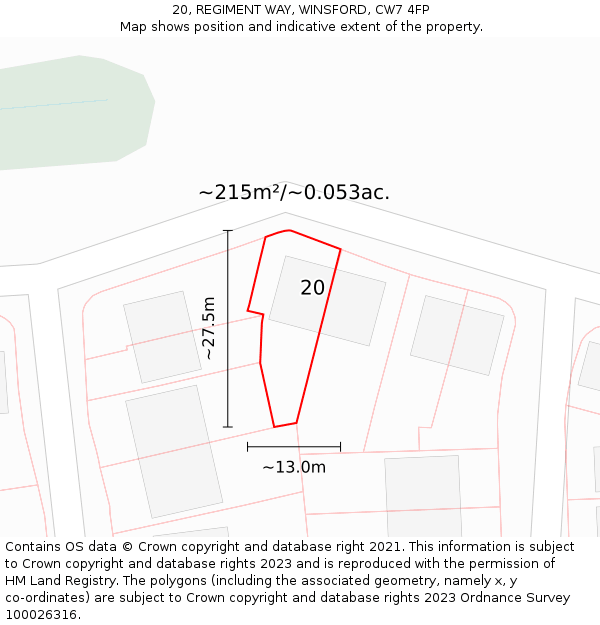 20, REGIMENT WAY, WINSFORD, CW7 4FP: Plot and title map