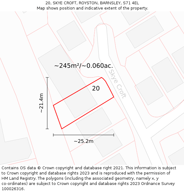 20, SKYE CROFT, ROYSTON, BARNSLEY, S71 4EL: Plot and title map