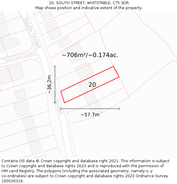 20, SOUTH STREET, WHITSTABLE, CT5 3DR: Plot and title map