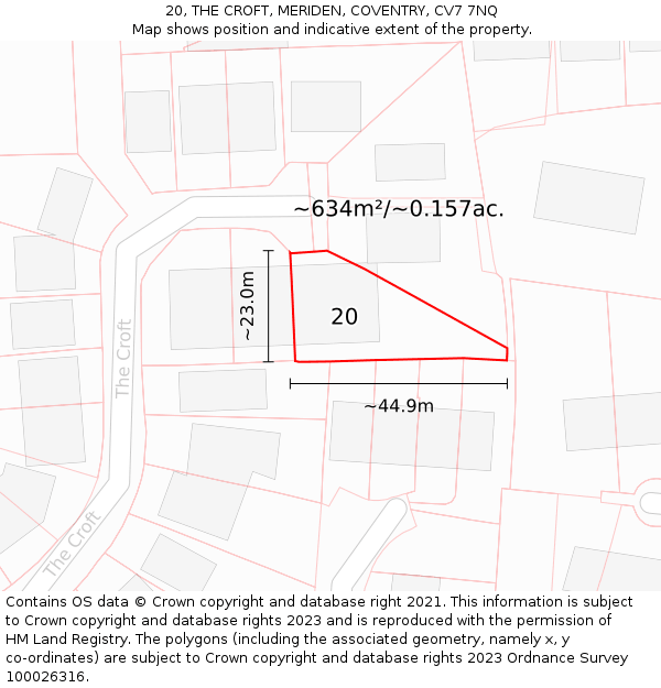 20, THE CROFT, MERIDEN, COVENTRY, CV7 7NQ: Plot and title map