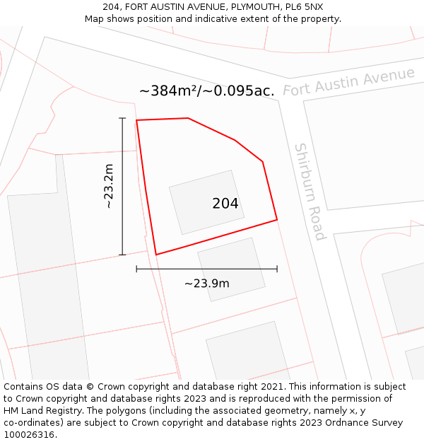 204, FORT AUSTIN AVENUE, PLYMOUTH, PL6 5NX: Plot and title map