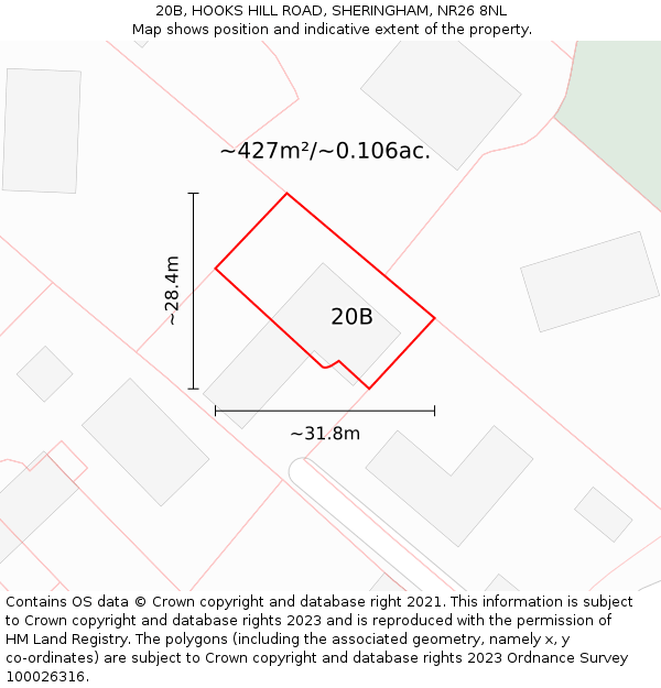 20B, HOOKS HILL ROAD, SHERINGHAM, NR26 8NL: Plot and title map