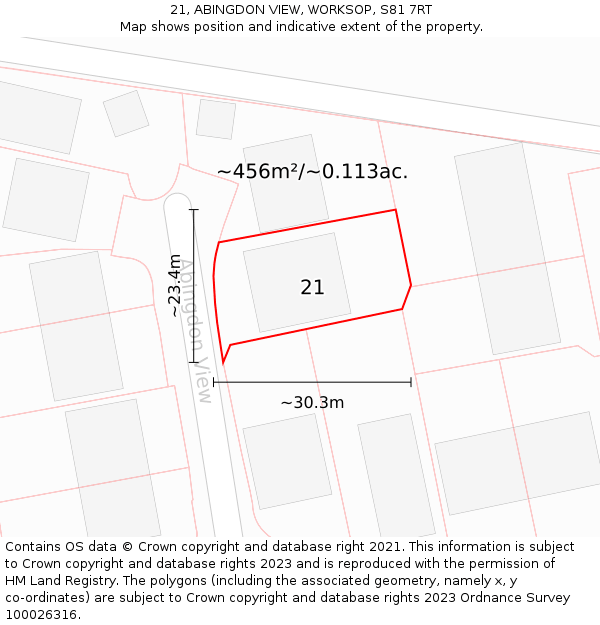 21, ABINGDON VIEW, WORKSOP, S81 7RT: Plot and title map