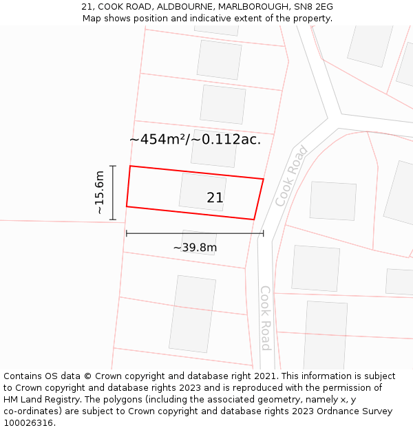 21, COOK ROAD, ALDBOURNE, MARLBOROUGH, SN8 2EG: Plot and title map