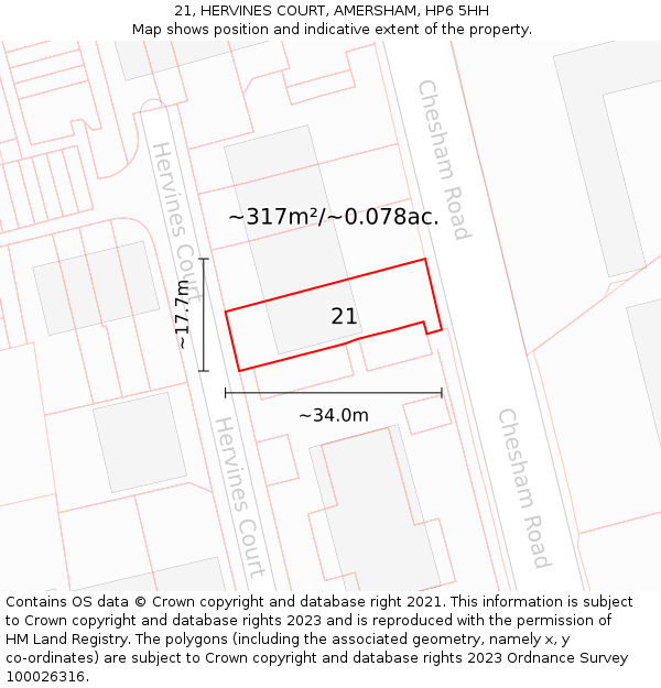 21, HERVINES COURT, AMERSHAM, HP6 5HH: Plot and title map