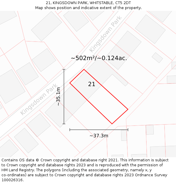 21, KINGSDOWN PARK, WHITSTABLE, CT5 2DT: Plot and title map