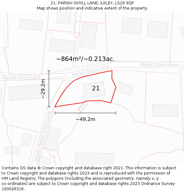 21, PARISH GHYLL LANE, ILKLEY, LS29 9QP: Plot and title map