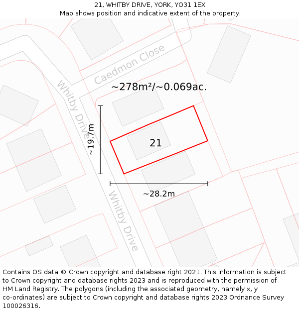 21, WHITBY DRIVE, YORK, YO31 1EX: Plot and title map