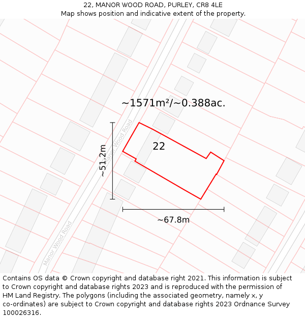 22, MANOR WOOD ROAD, PURLEY, CR8 4LE: Plot and title map