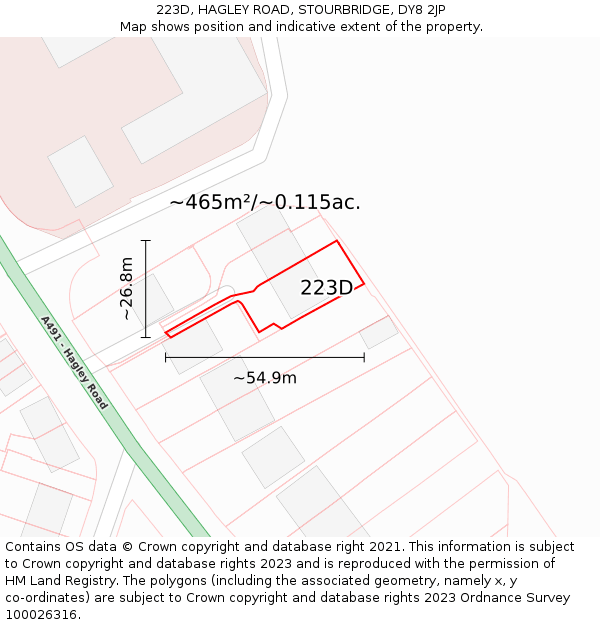 223D, HAGLEY ROAD, STOURBRIDGE, DY8 2JP: Plot and title map