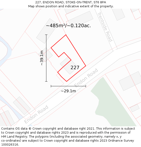 227, ENDON ROAD, STOKE-ON-TRENT, ST6 8PA: Plot and title map