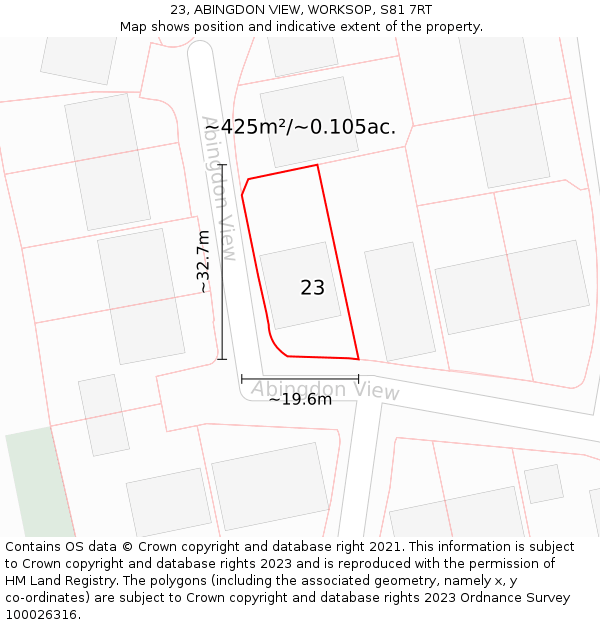 23, ABINGDON VIEW, WORKSOP, S81 7RT: Plot and title map