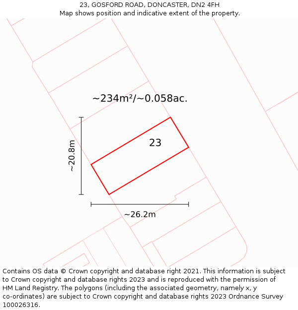 23, GOSFORD ROAD, DONCASTER, DN2 4FH: Plot and title map