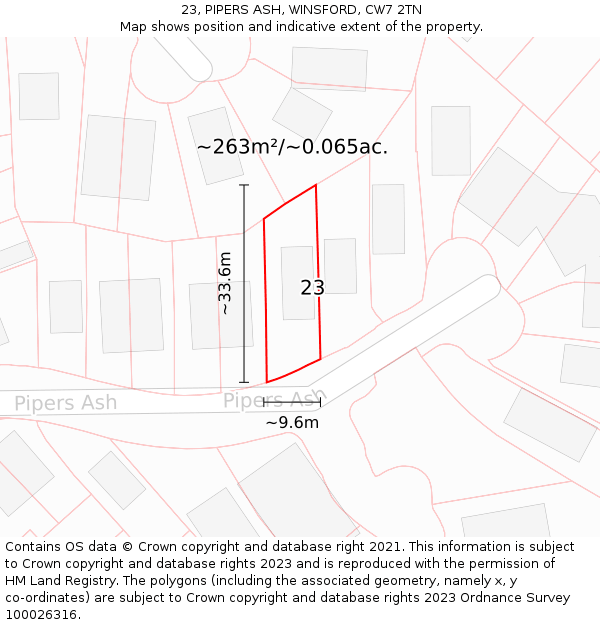 23, PIPERS ASH, WINSFORD, CW7 2TN: Plot and title map